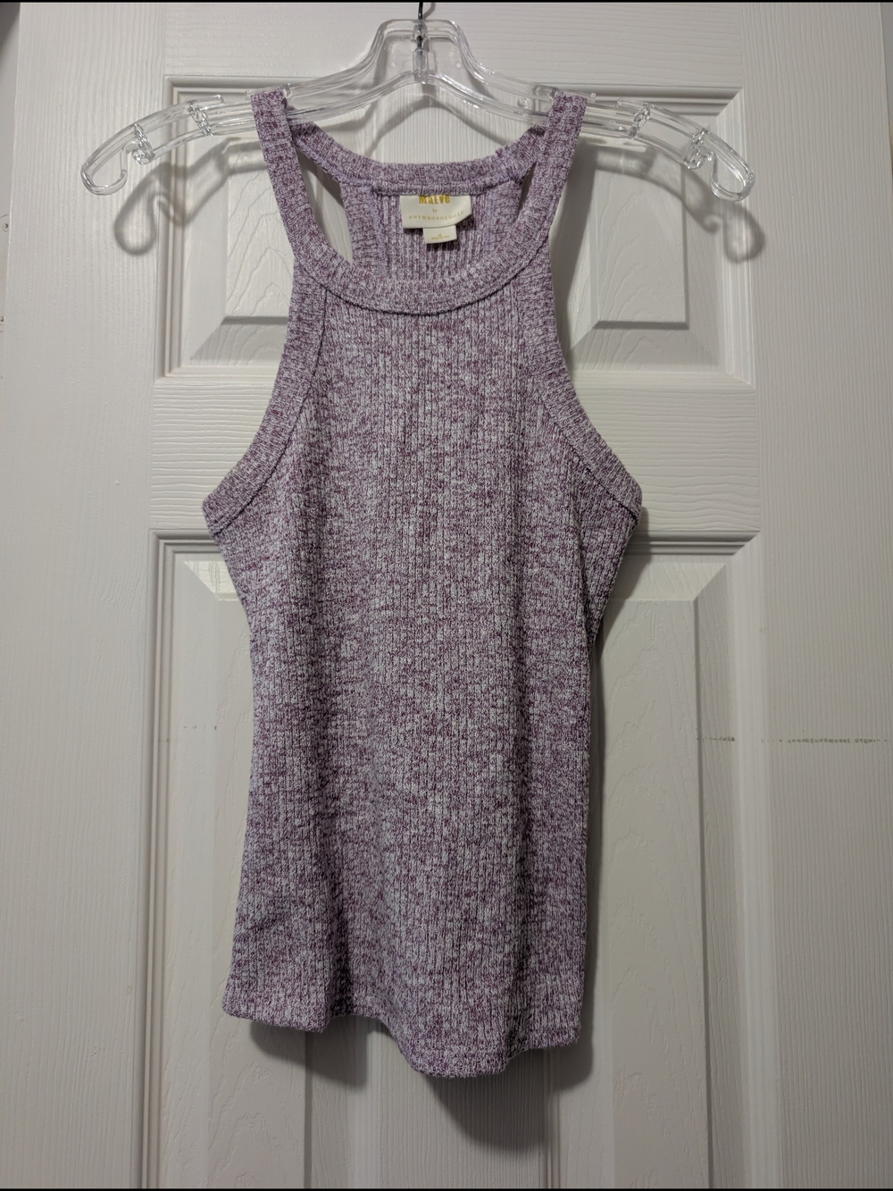 Maeve Heathered Light Purple Ribbed Racerback Tank